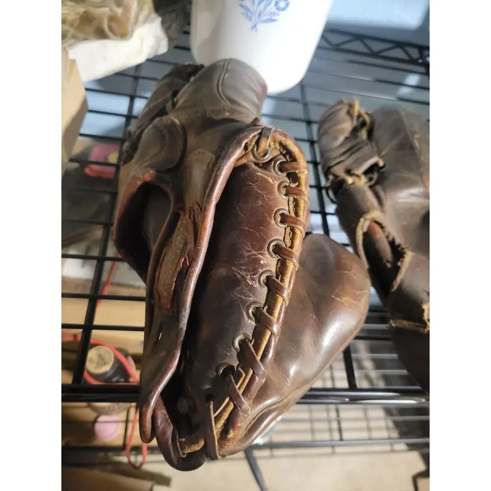 Vtg 1940s 50s Rawlings Playmaker and another vintage glove